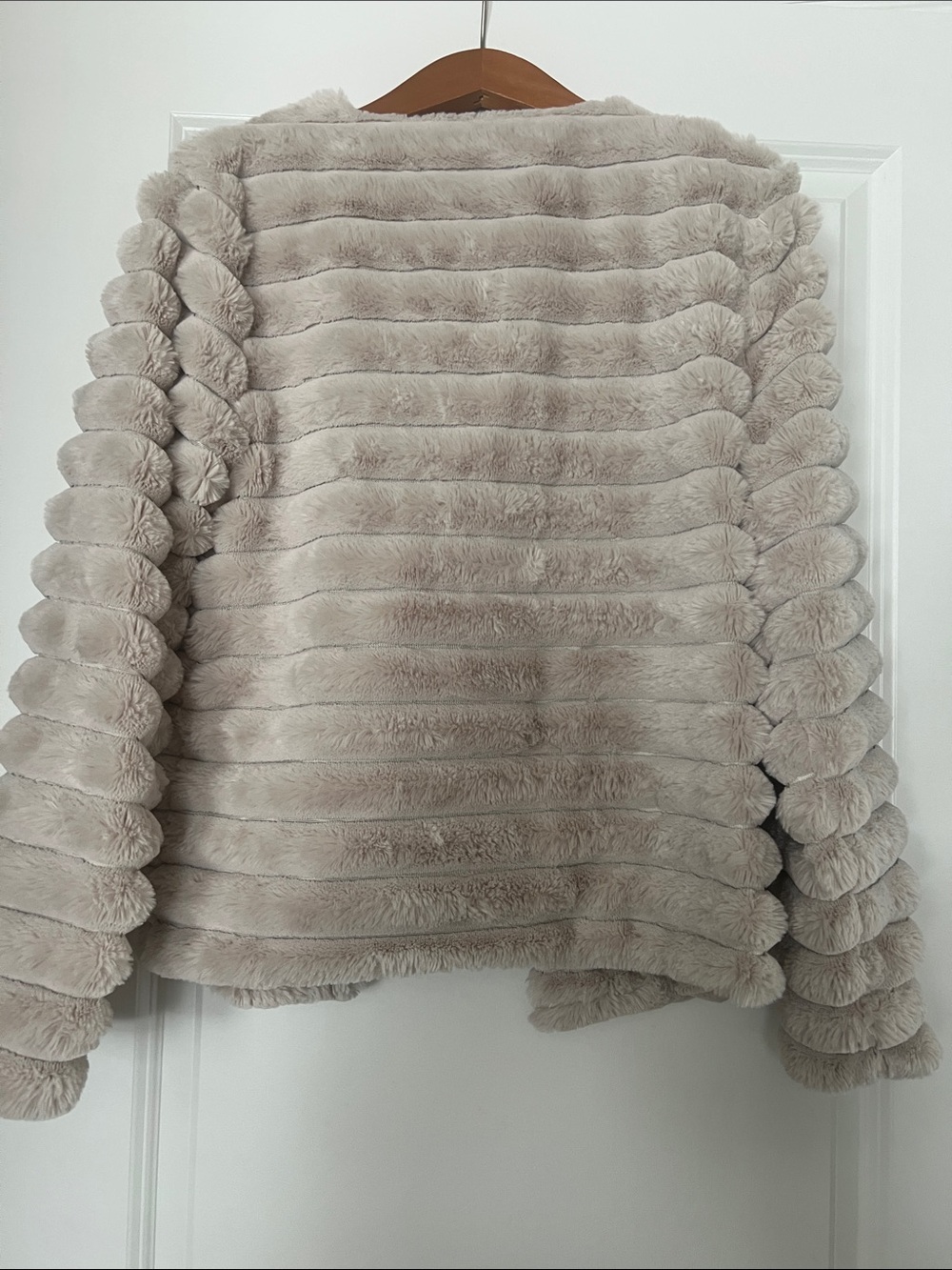Sage Textured Ribbed Teddy Jacket in Light Taupe - Picture 2 of 2